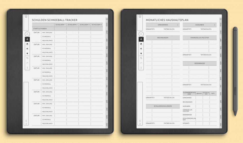 Budget-Planer-Vorlagen für Kindle Scribe