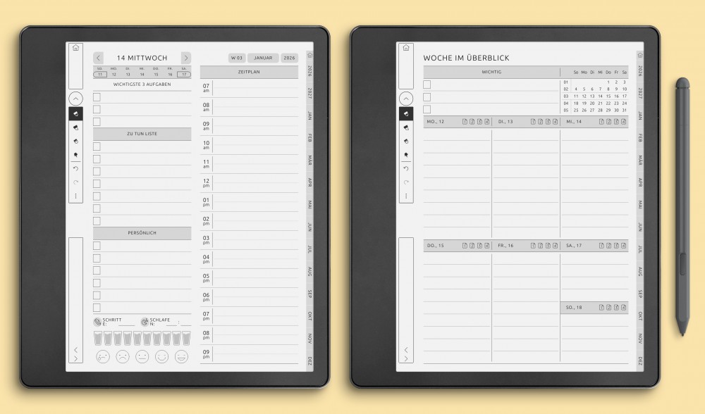 Kindle Scribe Planer-Vorlagen