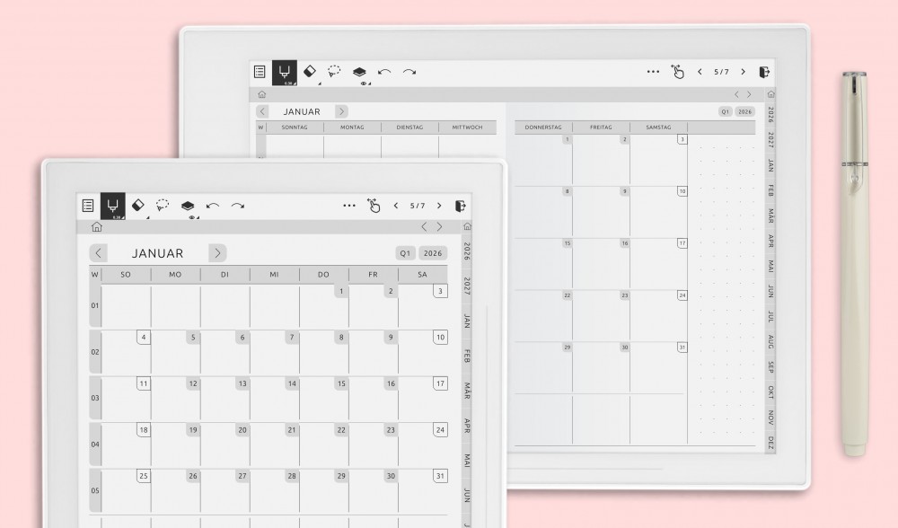 Monatsplaner für Supernote