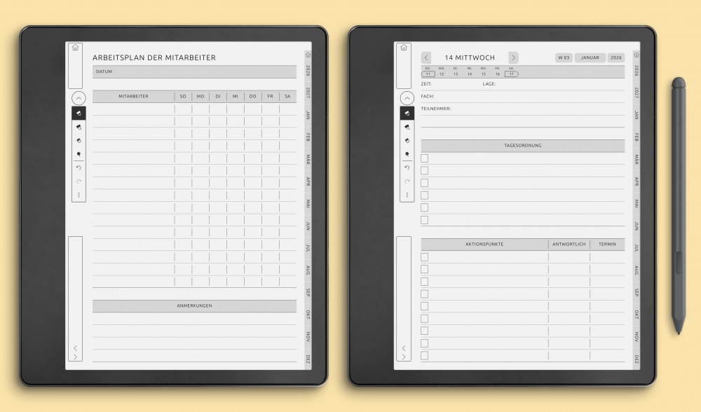 Arbeitsplaner-Vorlagen für Kindle Scribe