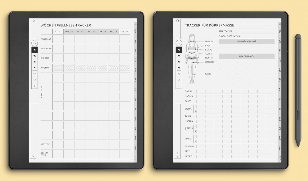 Gesundheits-und Fitnessplaner-Vorlagen für Kindle Scribe