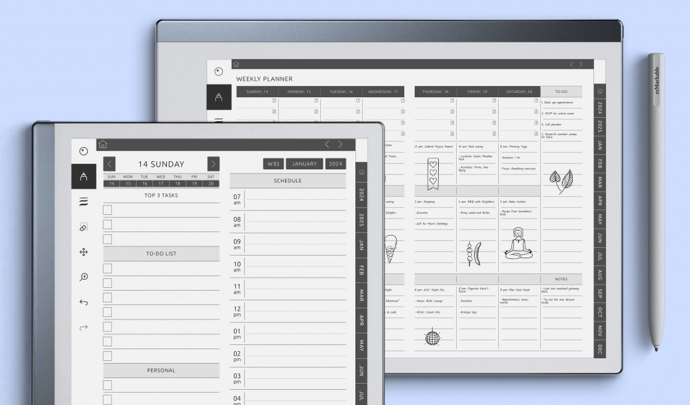 reMarkable 2 Planer-Vorlagen