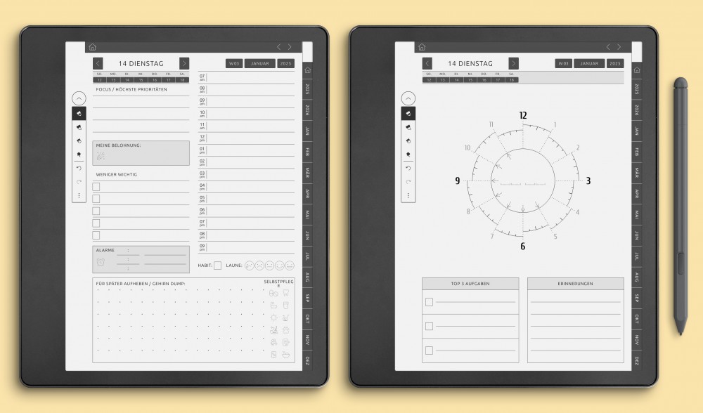 Kindle Scribe Tagesplaner-Vorlagen