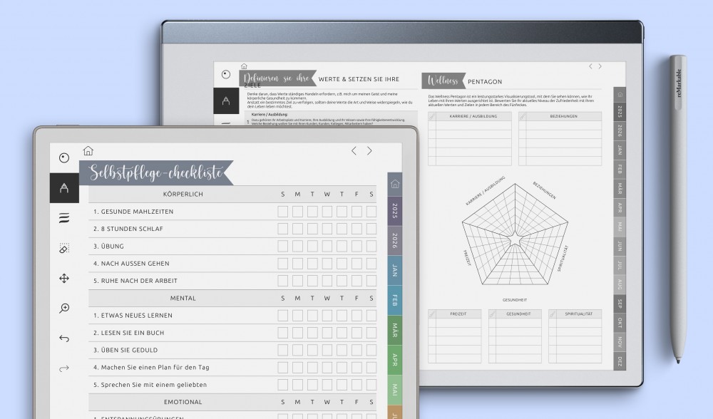 reMarkable Wellness Planer & Vorlagen