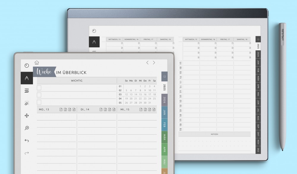 reMarkable Wochenplaner und Vorlagen