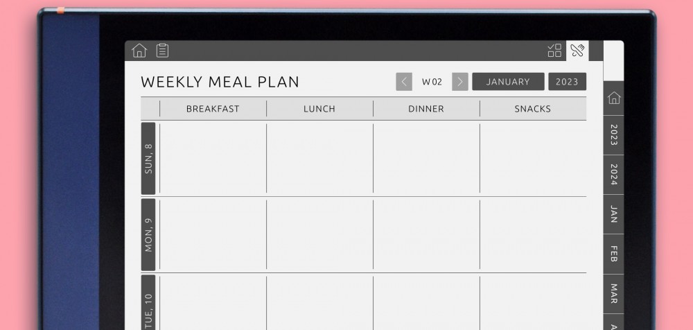 BOOX Note Meal Planner