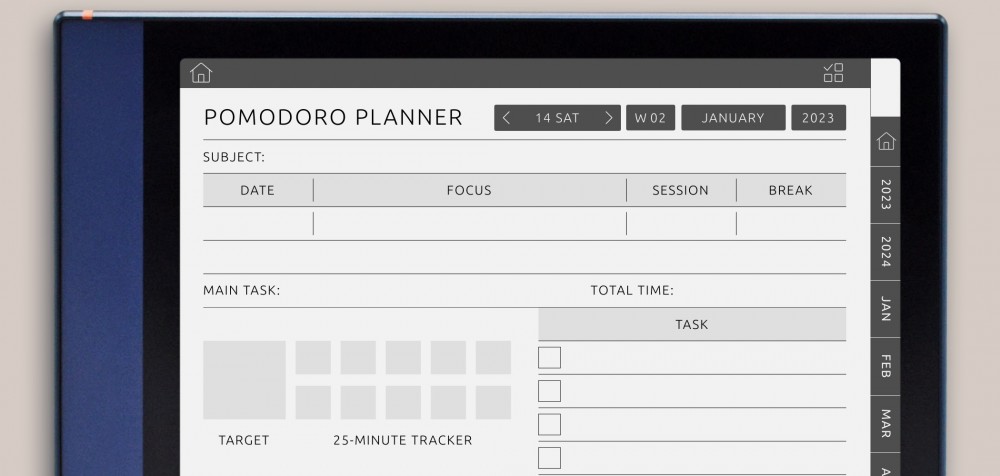 BOOX Note Pomodoro Planner