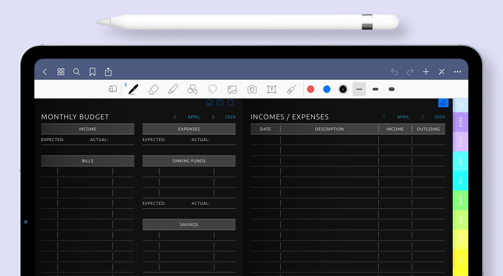 Budget Planner - Digital Planner Template PDF for iPad: GoodNotes, Notability