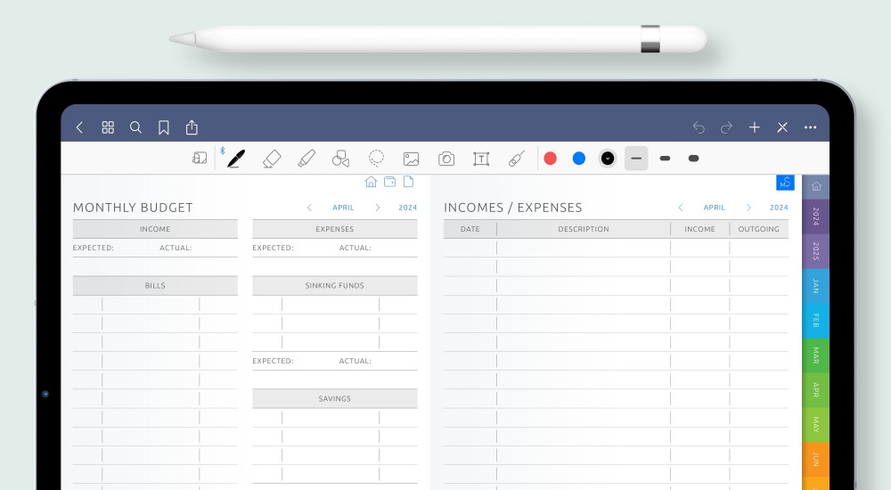 Budget Planner - Digital Planner Template PDF for iPad: GoodNotes, Notability