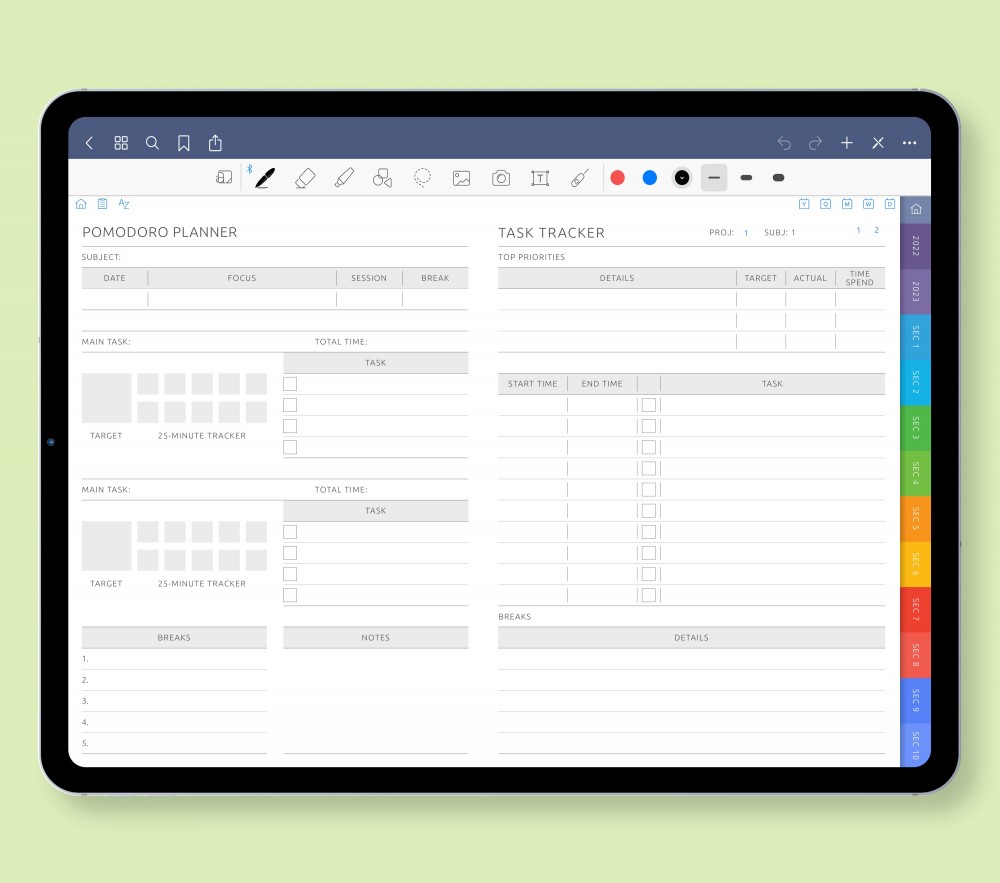 Digital Pomodoro Planner