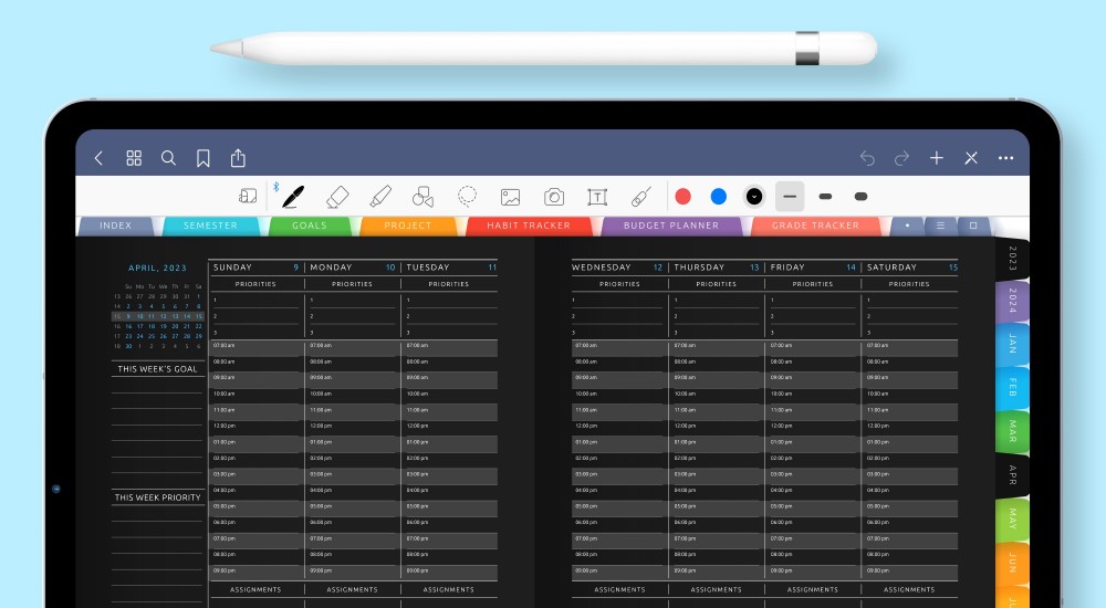 Cool Digital Student Planner in Dark Style