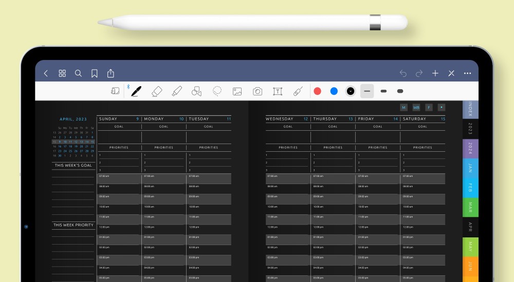 Amazing Digital Weekly Planner In Dark