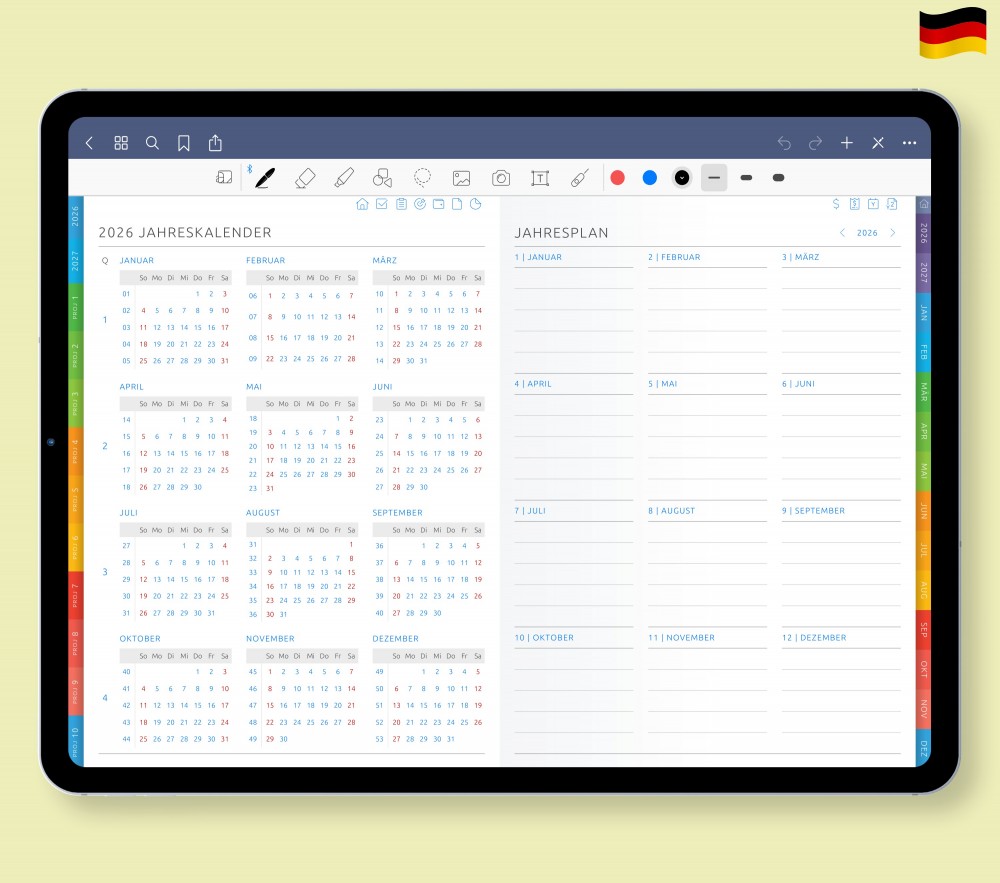 Verwirklichen Sie Ihre Jahresambitionen Template for Digital Planner Verwirklichen Sie Ihre Jahresambitionen for Digital Planner