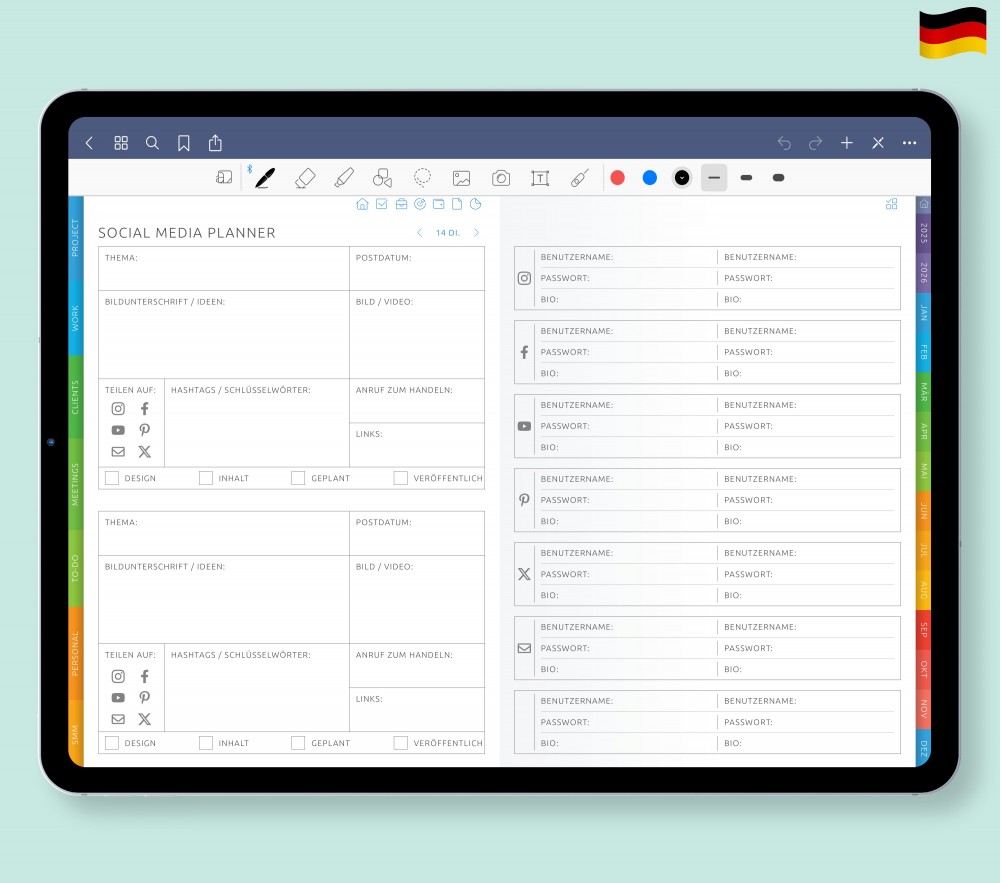 Einfacher Zugriff auf wichtige Informationen Template for Digital Planner Einfacher Zugriff auf wichtige Informationen for Digital Planner