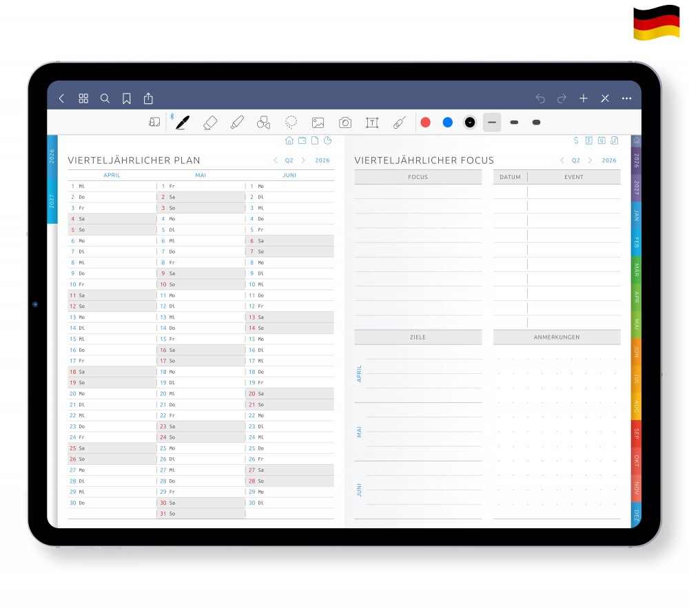 Quartalsplanung Template for Digital Planner Quartalsplanung  for Digital Planner