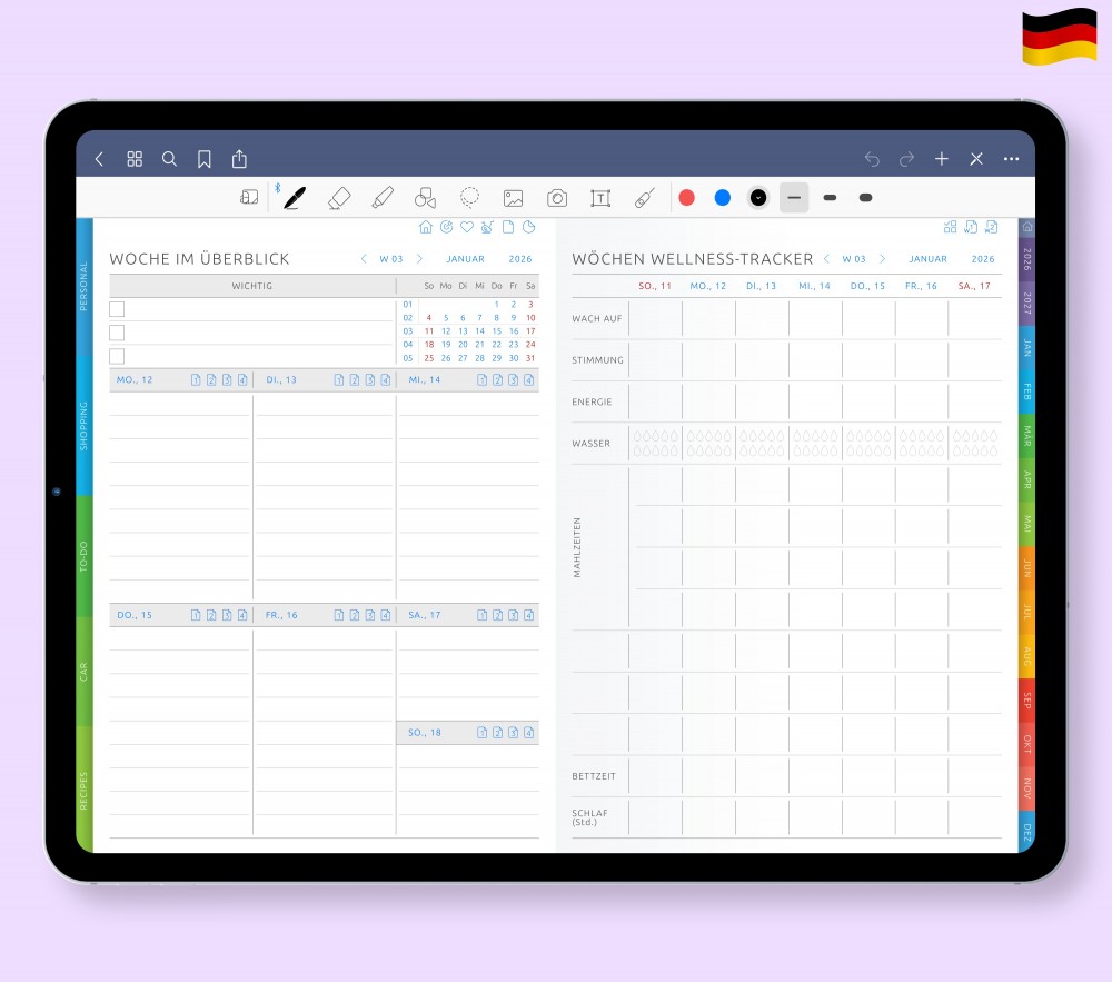 Sieben Variationen von Wochenseiten Template for Digital Planner Sieben Variationen von Wochenseiten  for Digital Planner