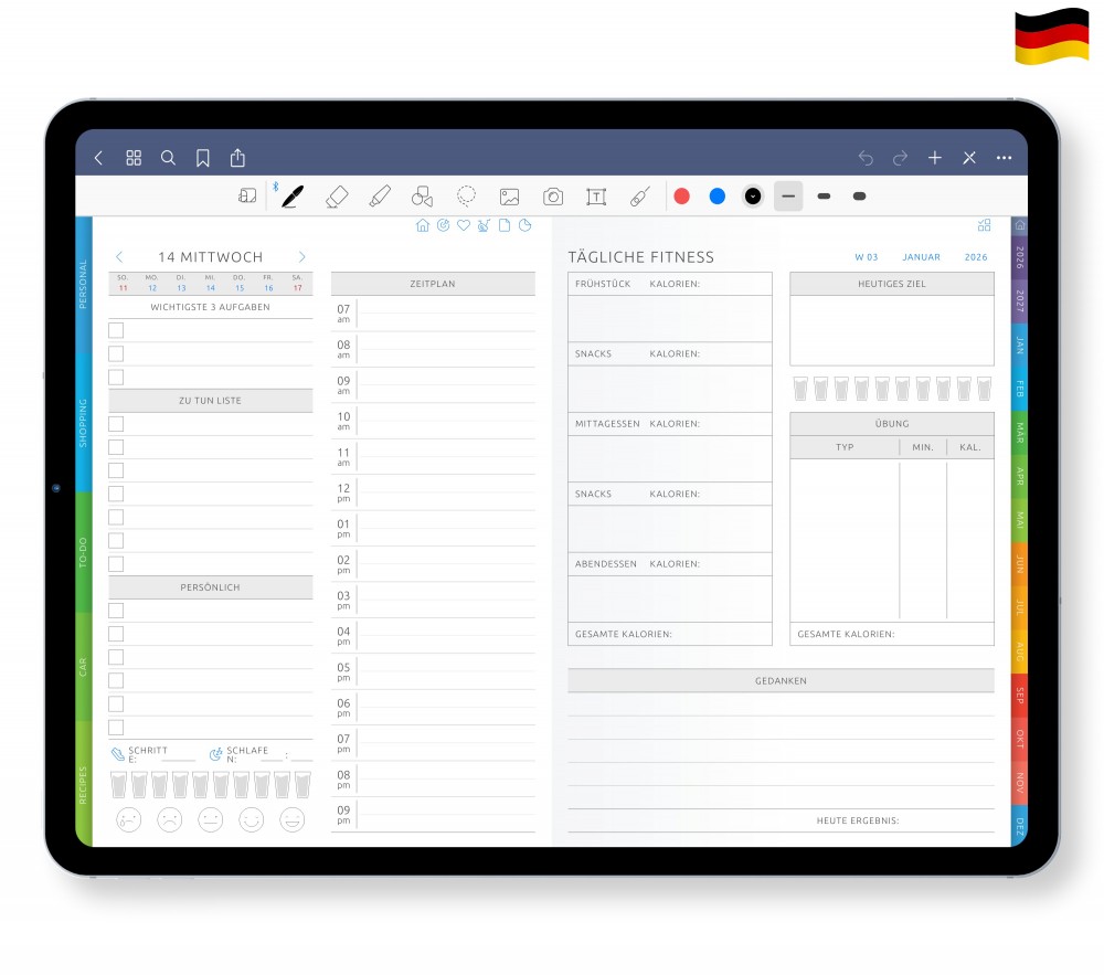 Tägliche Seiten in 12 Variationen Template for Digital Planner Tägliche Seiten in 12 Variationen  for Digital Planner