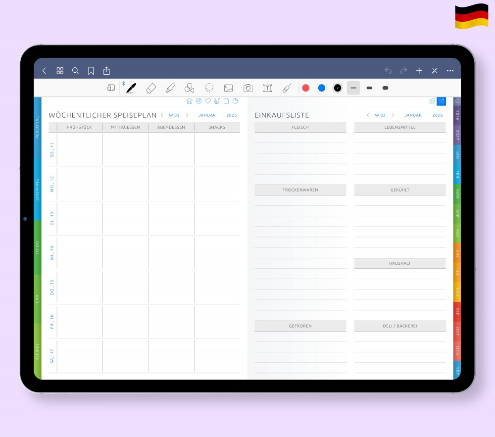 Seiten für Essensplanung Template for Digital Planner Seiten für Essensplanung  for Digital Planner