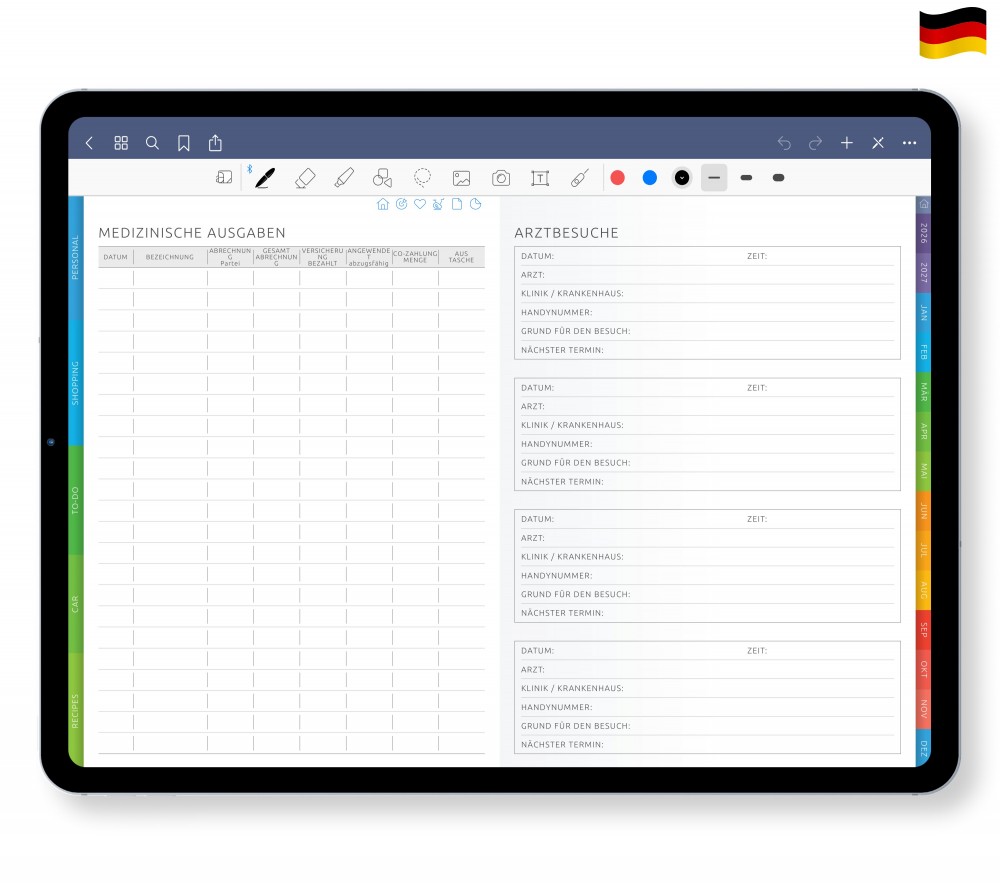 Medizinisches Budget Template for Digital Planner Medizinisches Budget  for Digital Planner