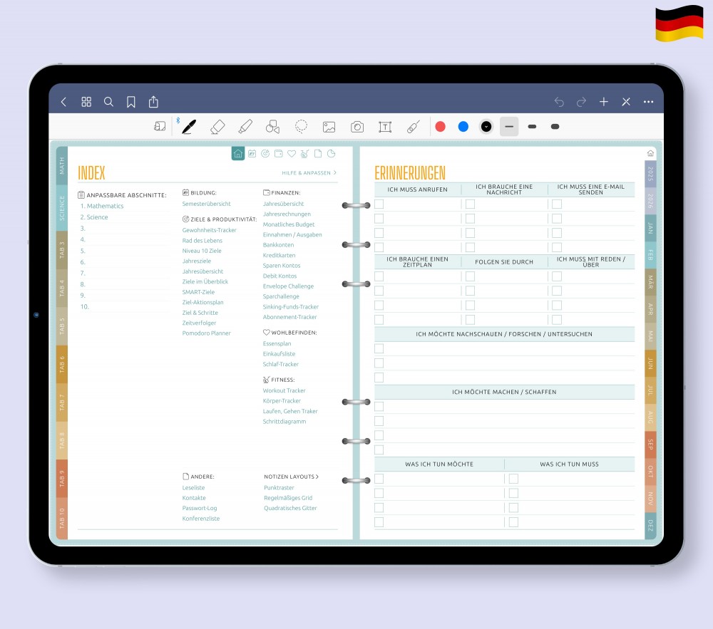 Einfacher Zugriff: Navigation leicht gemacht Template for Digital Planner Einfacher Zugriff: Navigation leicht gemacht for Digital Planner