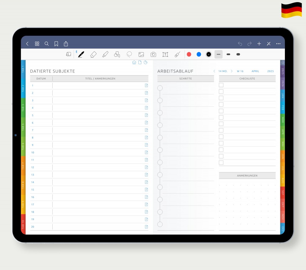 Tabs und Abschnitte anpassen Template for Digital Planner Tabs und Abschnitte anpassen for Digital Planner