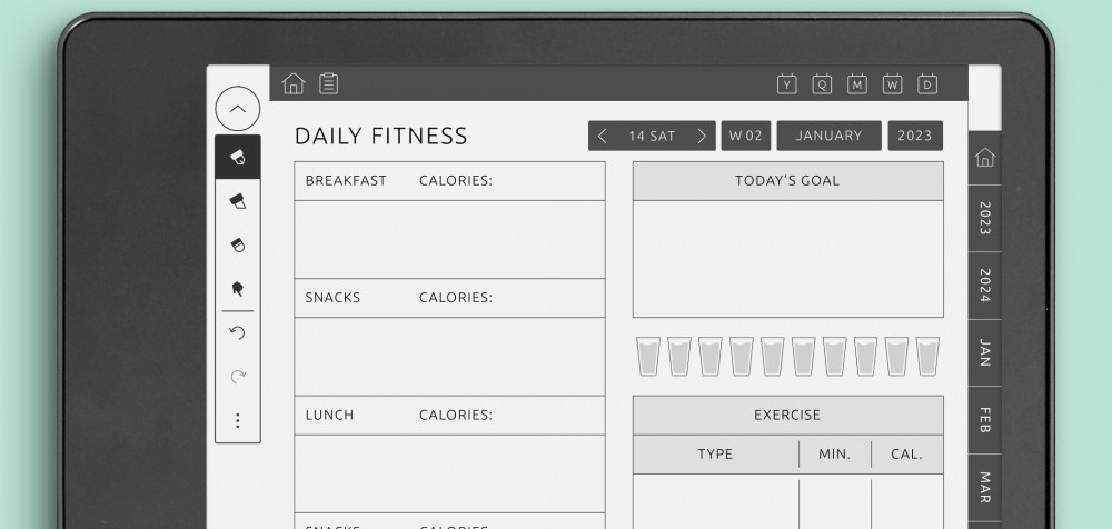 Kindle Scribe Health &amp;amp; Fitness Planner