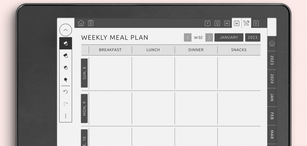 Kindle Scribe Meal Planner