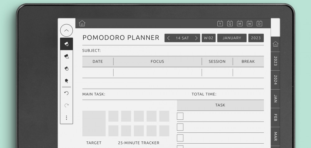 Kindle Scribe Pomodoro Planner