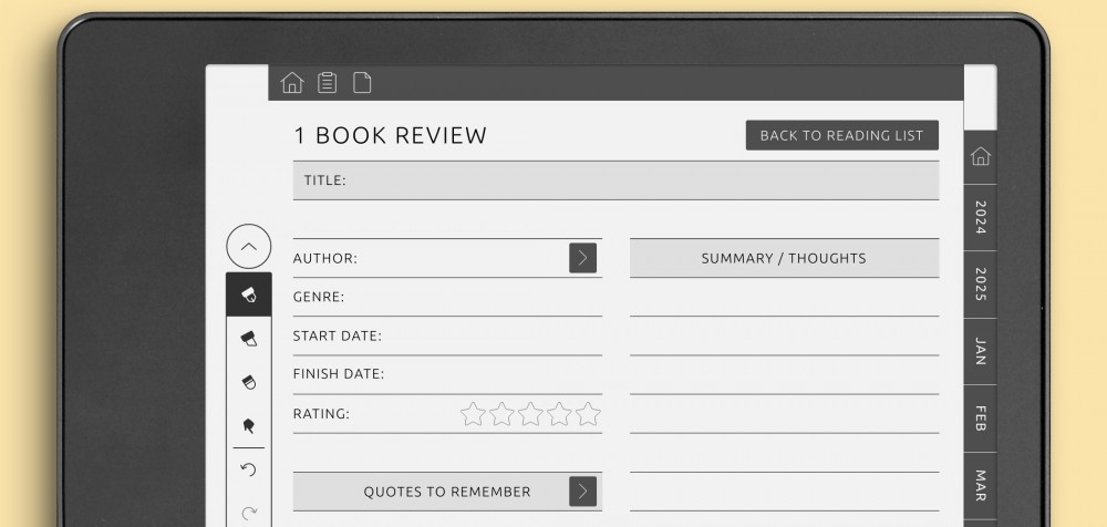 Kindle Scribe Reading Log