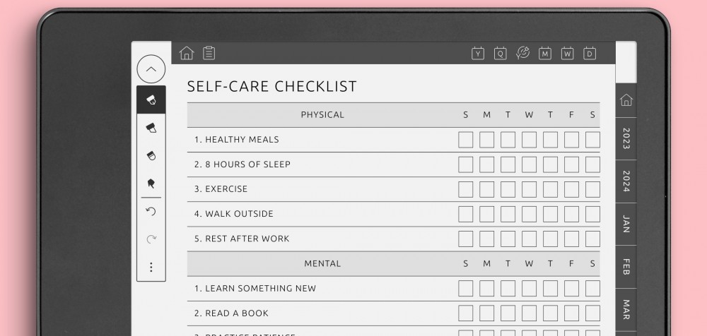 Kindle Scribe Self-Care Planner