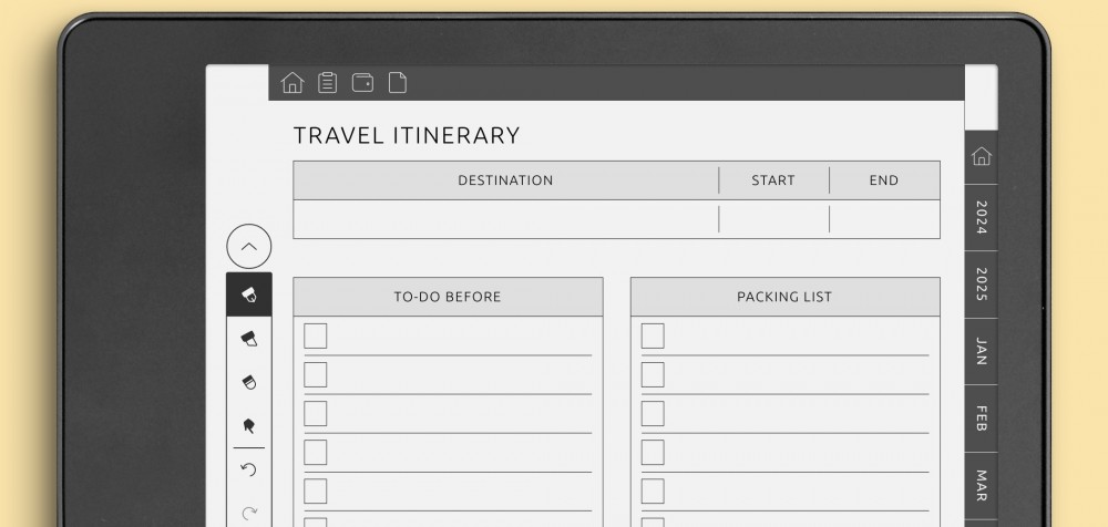 Kindle Scribe Travel Planner