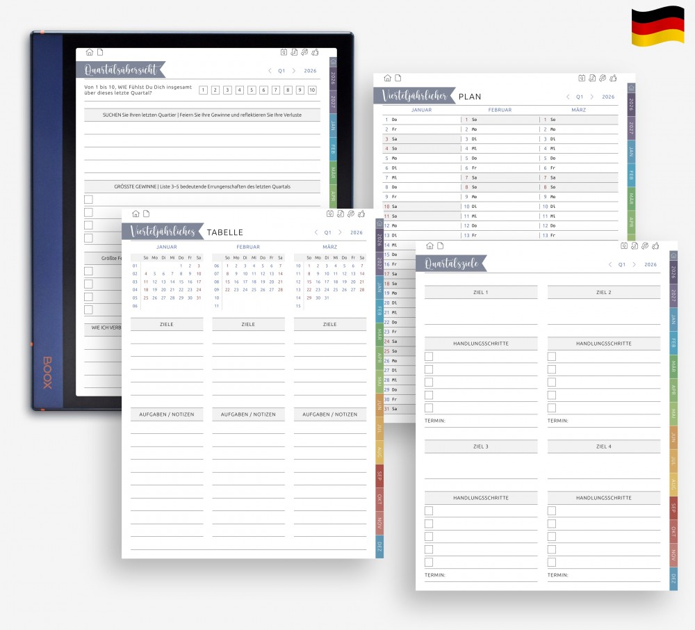 🗓️ Vierteljährlich planen – klar und strukturiert for Boox Note Planner 🗓️ Vierteljährlich planen – klar und strukturiert Template for Boox Note
