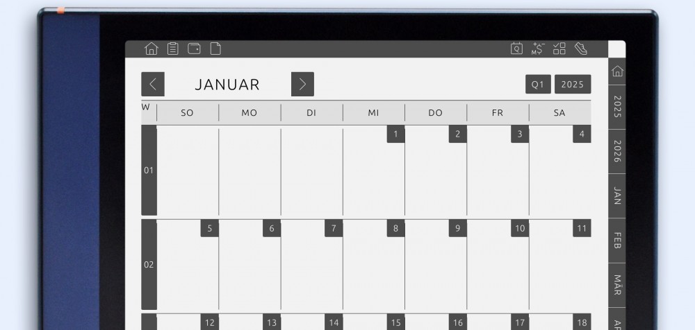 das erste Bild für Onyx Boox 5-Jahres-Monatskalender