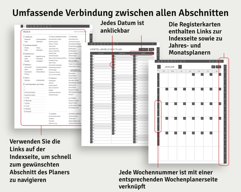Mühelose Navigation: Erkunden Sie den Hyperlink-Planer for Boox Note Planner Mühelose Navigation: Erkunden Sie den Hyperlink-Planer Template for Boox Note