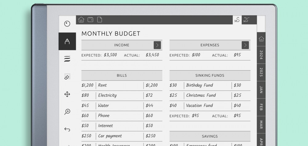 reMarkable Budget Planner