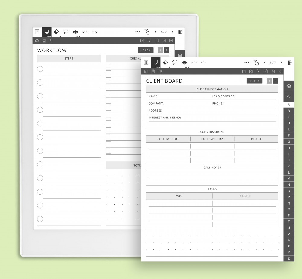 Client Board Template for Supernote