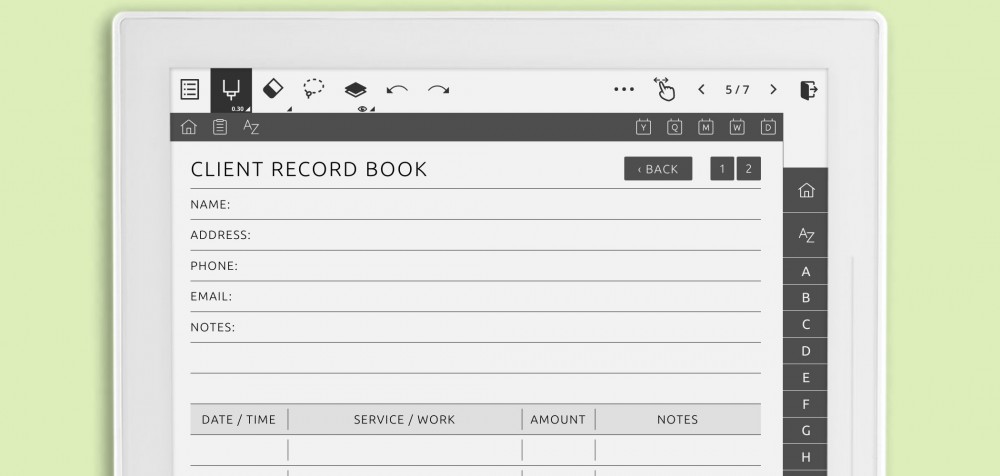 Supernote Client Record Notebook