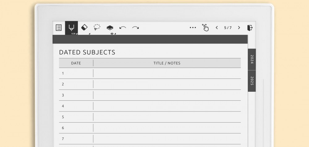 Supernote Custom Sections Planner