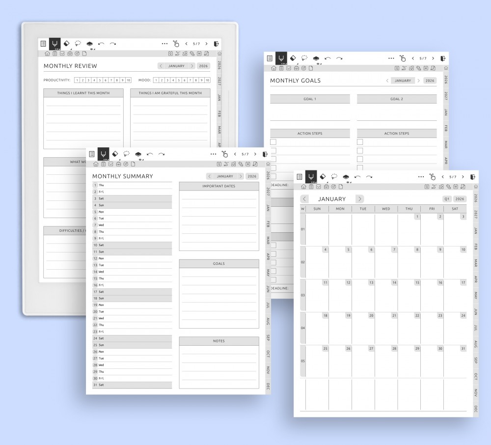 Monthly Growth Tracking Template for Supernote