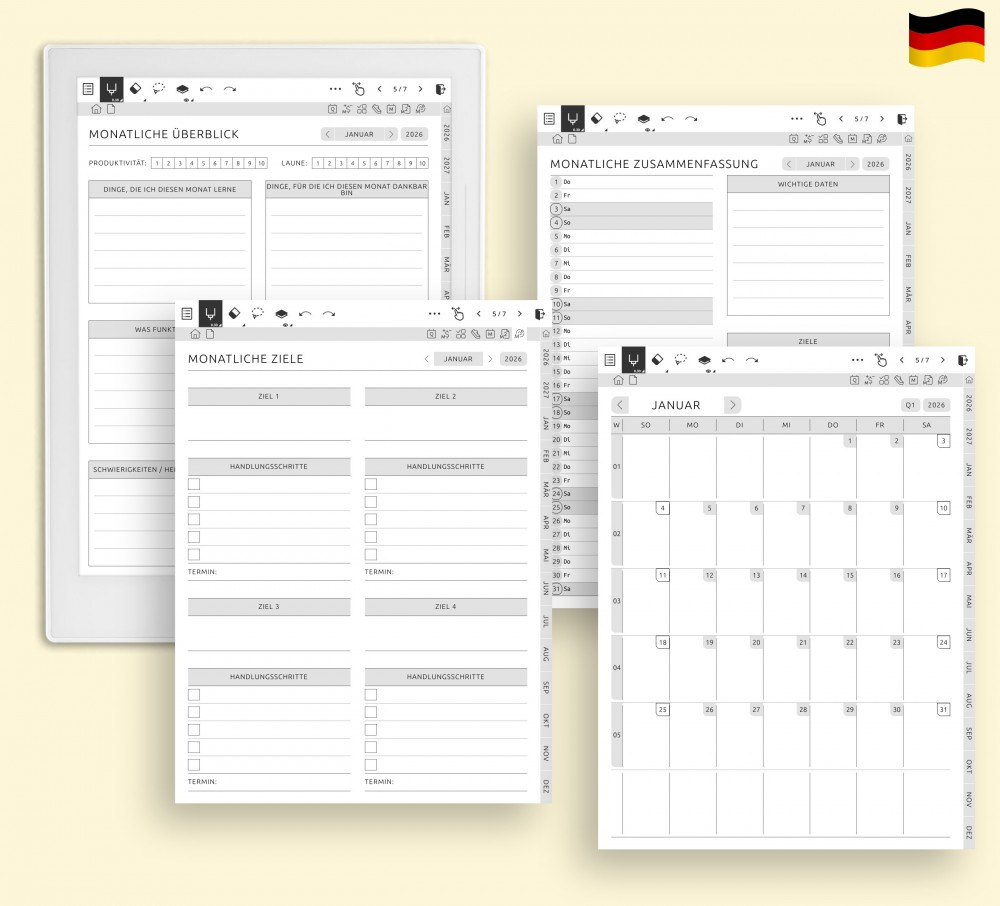 📅 Monat für Monat im Fokus bleiben for Supernote Planner 📅 Monat für Monat im Fokus bleiben Template for Supernote