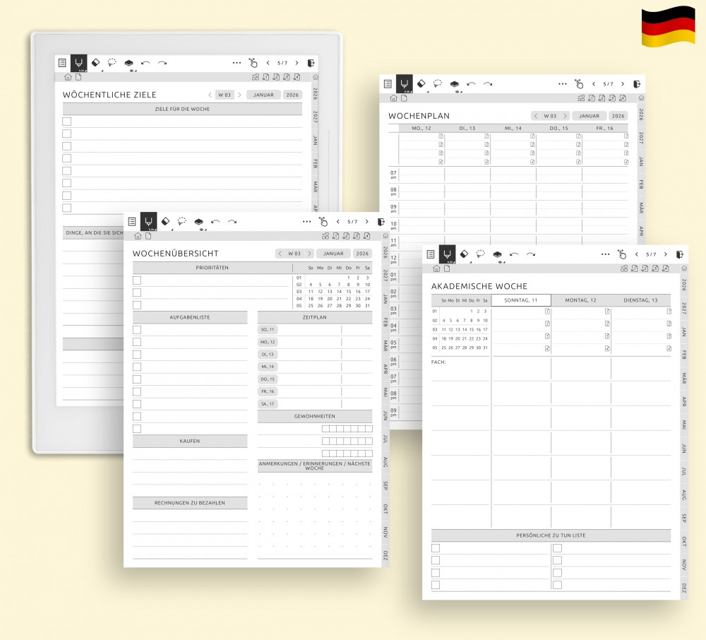 📆 Mit der Wochenplanung immer einen Schritt voraus for Supernote Planner 📆 Mit der Wochenplanung immer einen Schritt voraus Template for Supernote