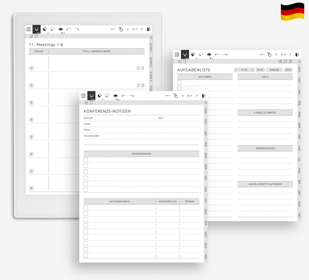 📋 Behalten Sie den Überblick über Meetings und Aufgaben for Supernote Planner 📋 Behalten Sie den Überblick über Meetings und Aufgaben Template for Supernote
