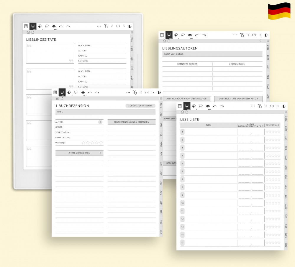 📖 Halten Sie fest, was Sie lesen und lieben for Supernote Planner 📖 Halten Sie fest, was Sie lesen und lieben Template for Supernote