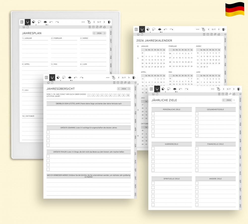 📆 Beginnen Sie das Jahr mit einer klaren Vision for Supernote Planner 📆 Beginnen Sie das Jahr mit einer klaren Vision Template for Supernote
