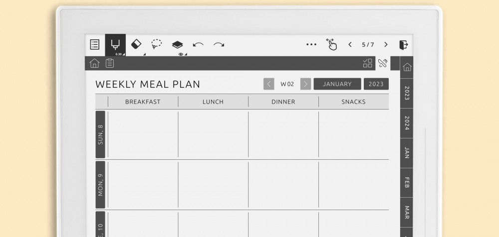 Supernote Meal Planner