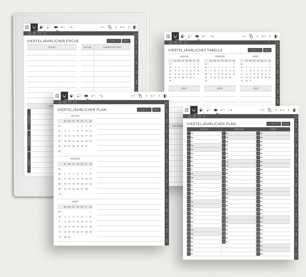 Vierteljährliche Vorausplanung for Supernote Planner Vierteljährliche Vorausplanung Template for Supernote