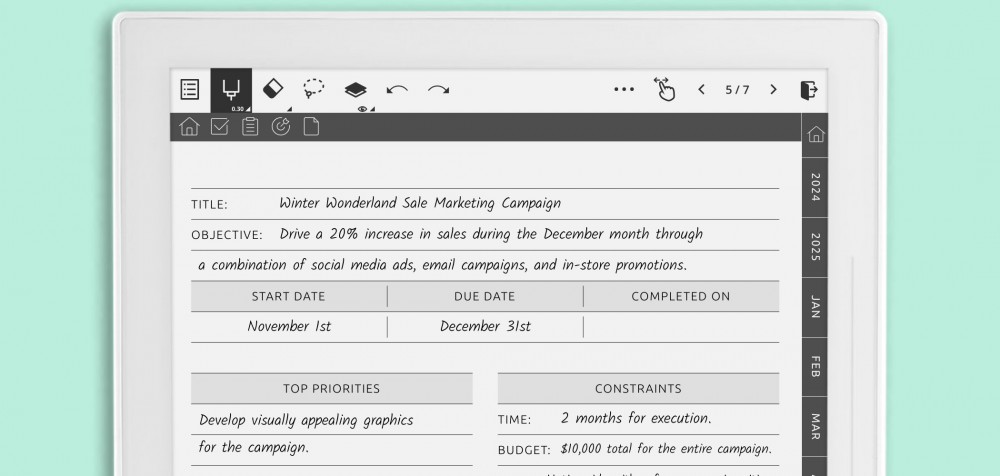 Supernote Project Planner