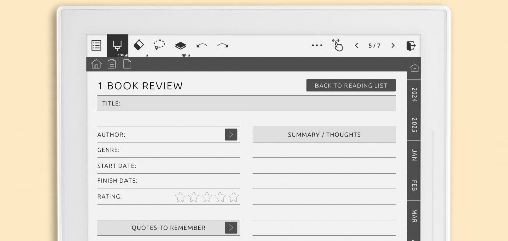 Supernote Reading Journal