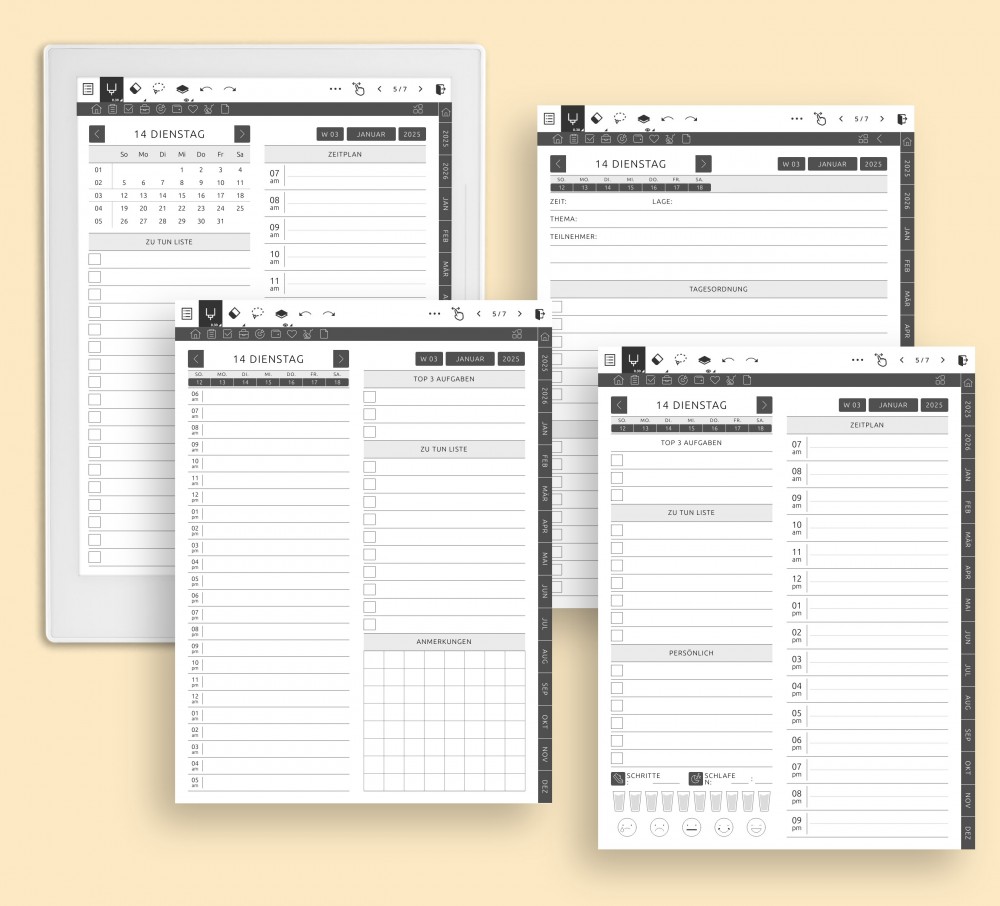 Maximieren Sie Ihre tägliche Produktivität for Supernote Planner Maximieren Sie Ihre tägliche Produktivität Template for Supernote