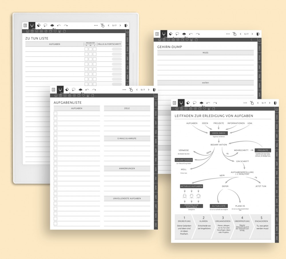 Behalten Sie die Kontrolle über Ihre Aufgaben for Supernote Planner Behalten Sie die Kontrolle über Ihre Aufgaben Template for Supernote